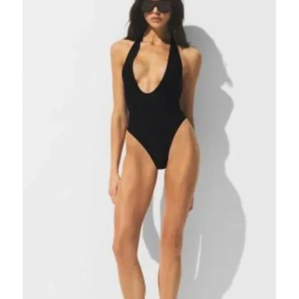 Skims iconic swim deep plunge one piece obsidian